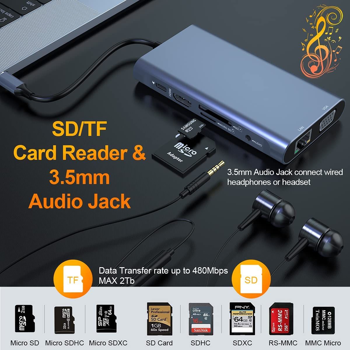 10 In 1 Type C Hub Adapter USB C Docking Station