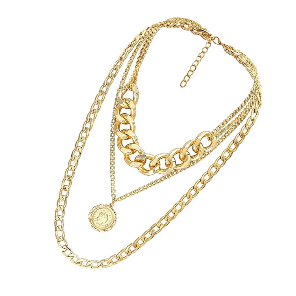 Blesiya Multi Layer Sweater Chain Necklace Chunky  Chain