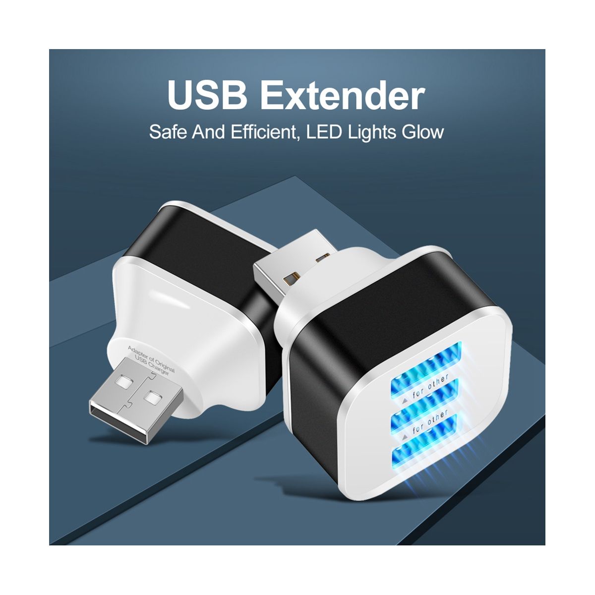 USB20 HUB Splitter Quick Charge 3 Ports USB Expander for Phone Tablet Laptop PC Chargers Adapter with LED Indicator-B