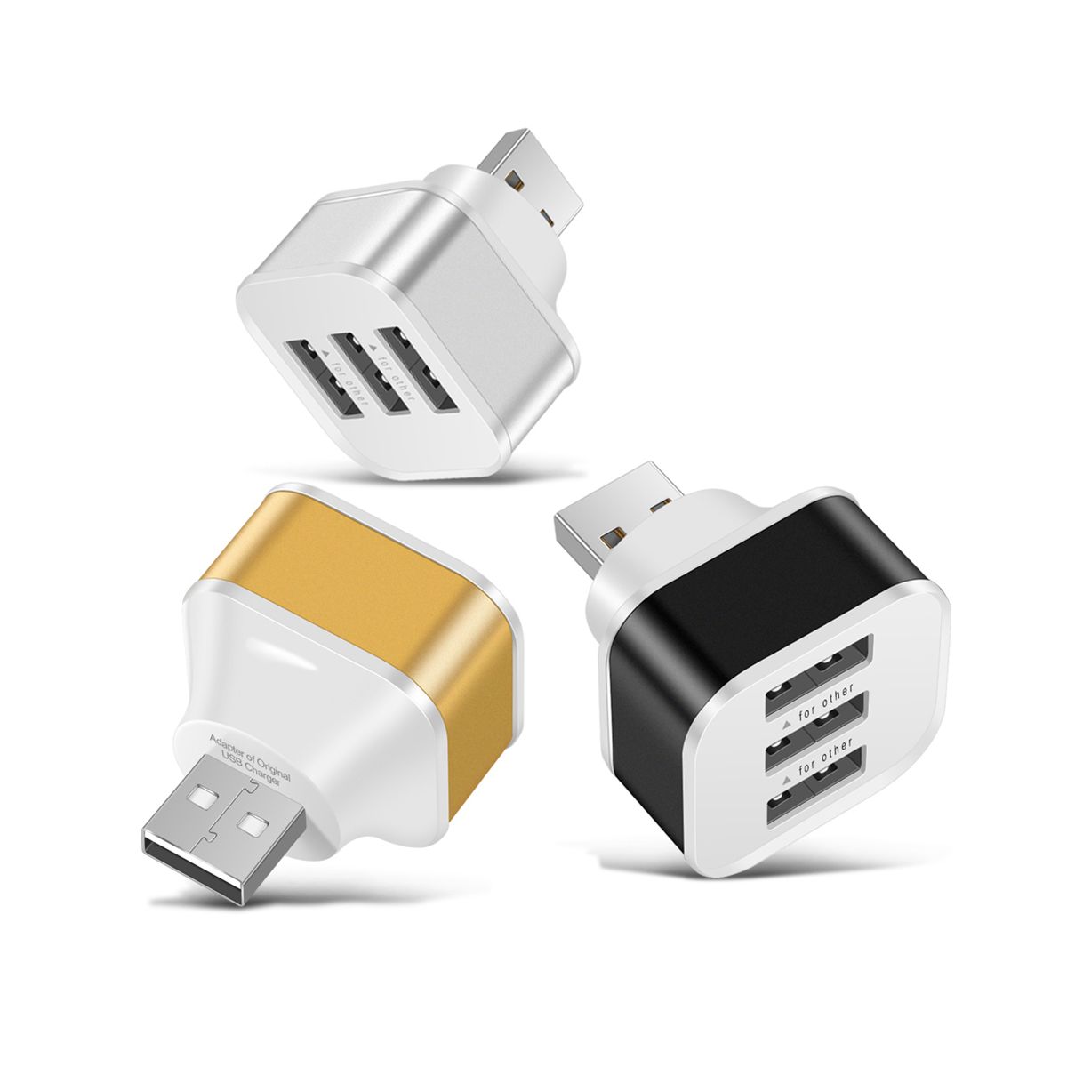 USB20 HUB Splitter Quick Charge 3 Ports USB Expander for Phone Tablet Laptop PC Chargers Adapter with LED Indicator-B