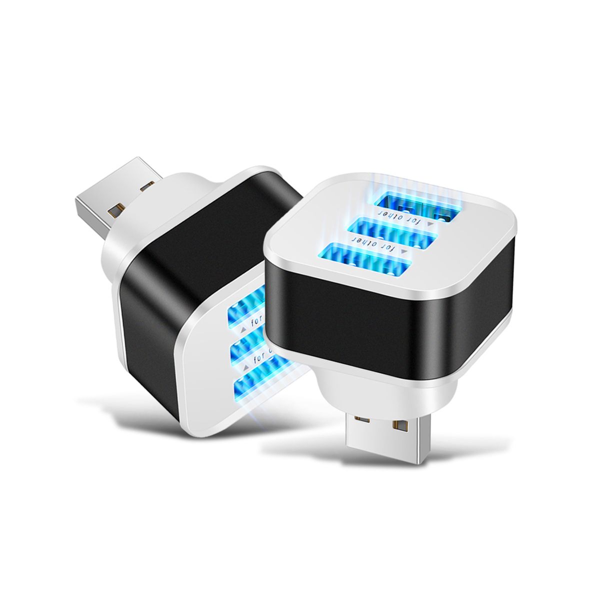 USB20 HUB Splitter Quick Charge 3 Ports USB Expander for Phone Tablet Laptop PC Chargers Adapter with LED Indicator-B