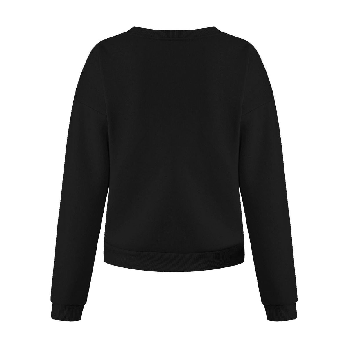 Long Sleeve Crewneck Solid  Sweatshirt Sweet Black XXL