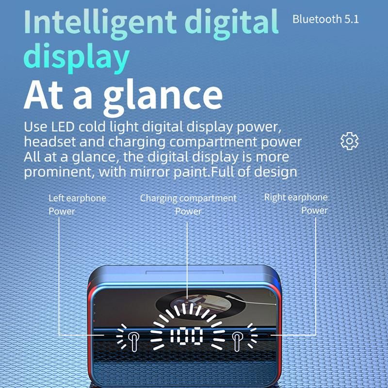 High Quality S20 Black Bluetooth Stereo Earphone LED Display Touch Earphone
