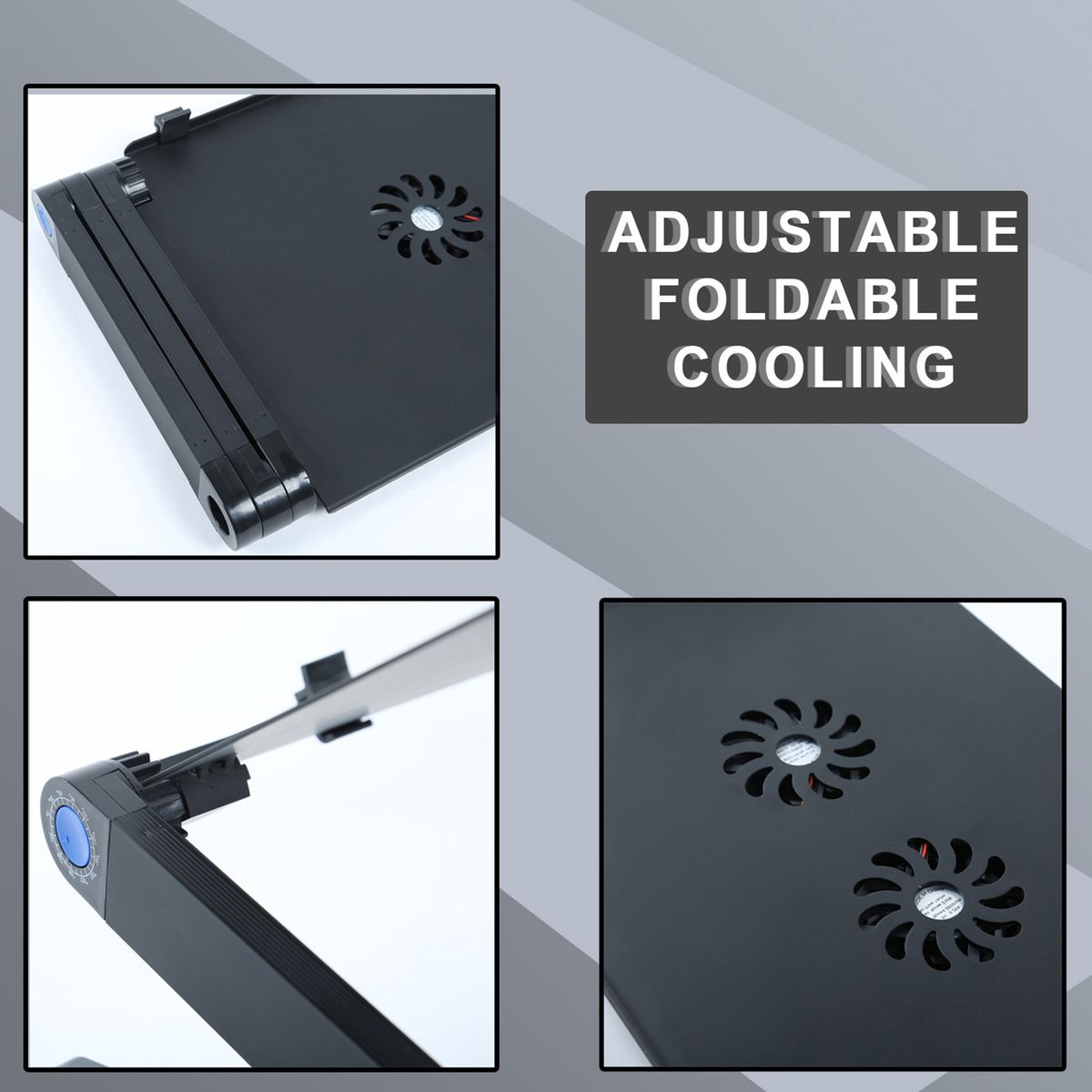 Aluminium Adjustable Laptop Stand Portable 2 Cooling Fans