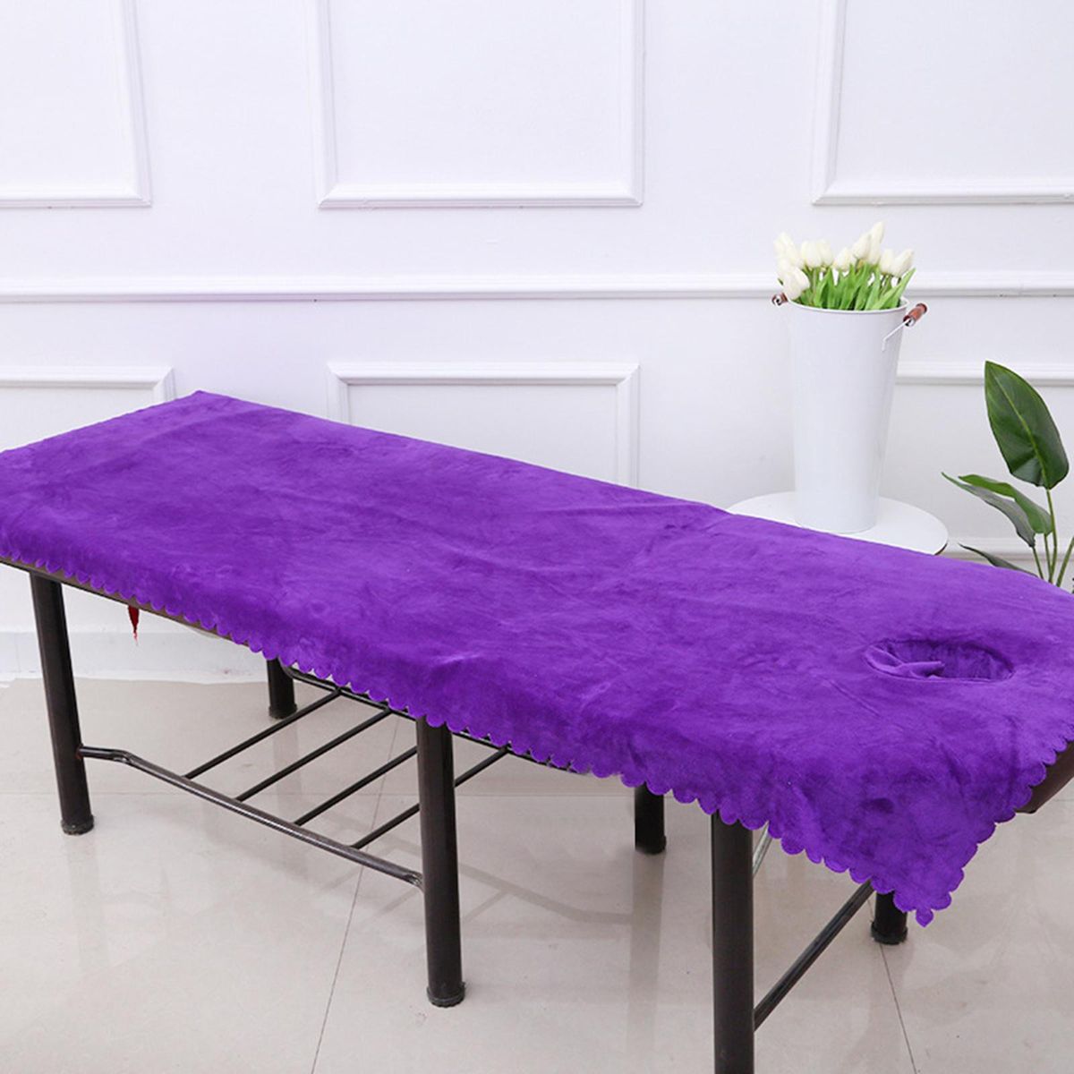 Massage Table Sheet Covers With  Breath Hole Soft For Beauty Purple