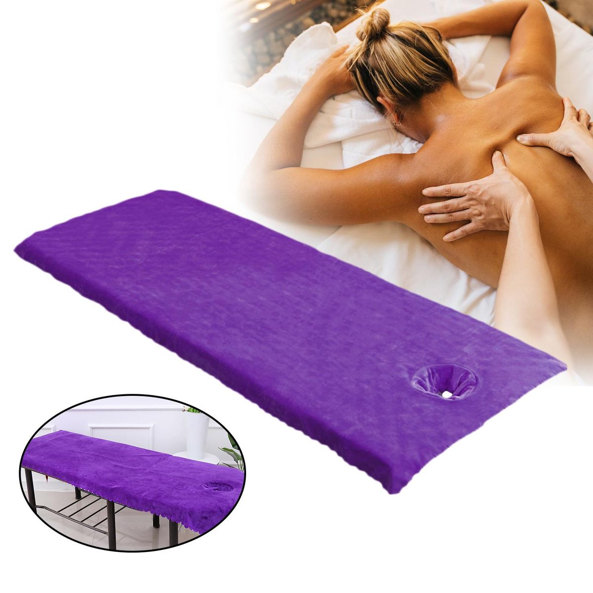 Massage Table Sheet Covers With  Breath Hole Soft For Beauty Purple