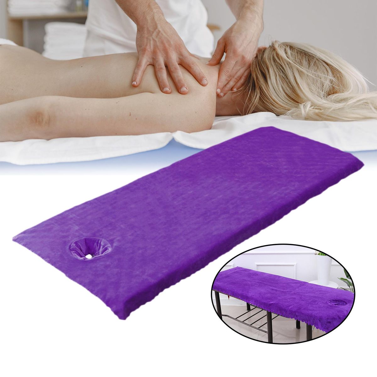 Massage Table Sheet Covers With  Breath Hole Soft For Beauty Purple