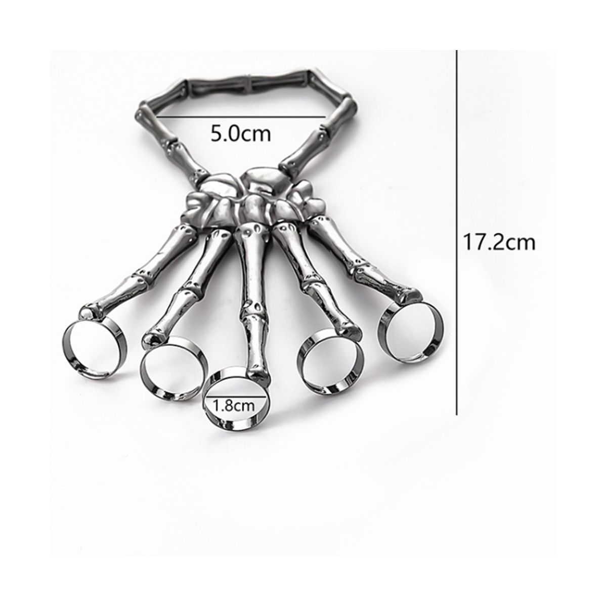 Fashion Personality Punk Skeleton Hand Bone Versatile -Finger Ring Bracelet Adjustable All-In-One Chain