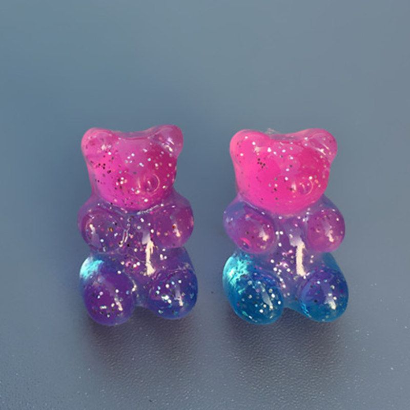 Women Candy Color Cartoon Gummy Bear Ear Stud-4#