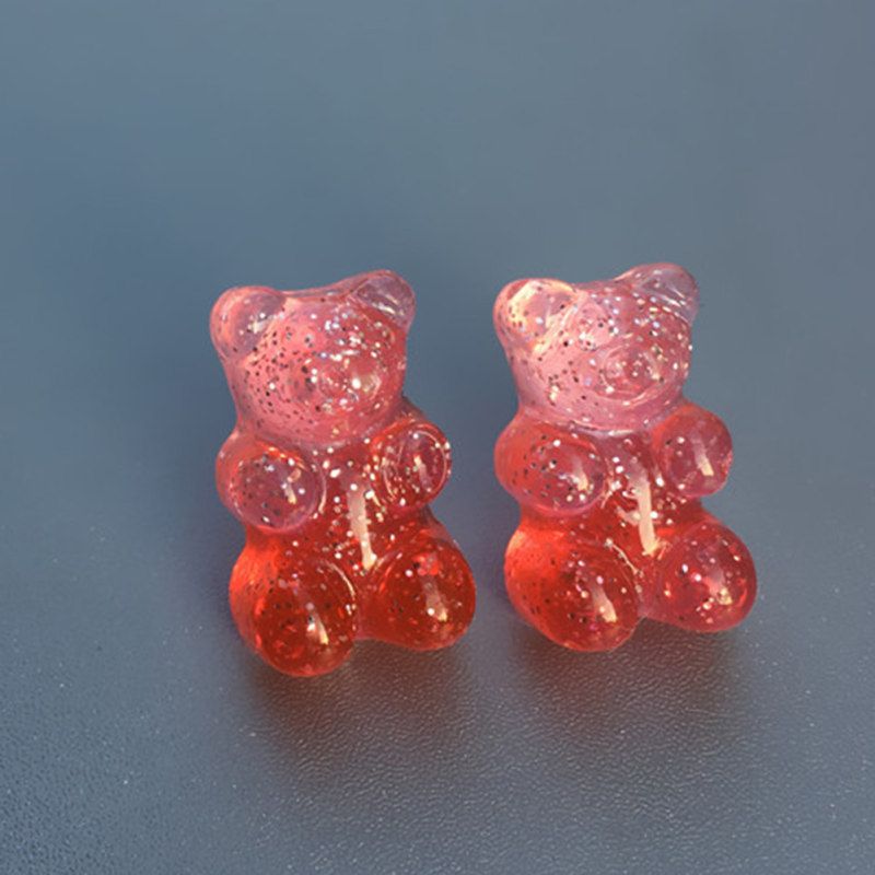 Women Candy Color Cartoon Gummy Bear Ear Stud-4#