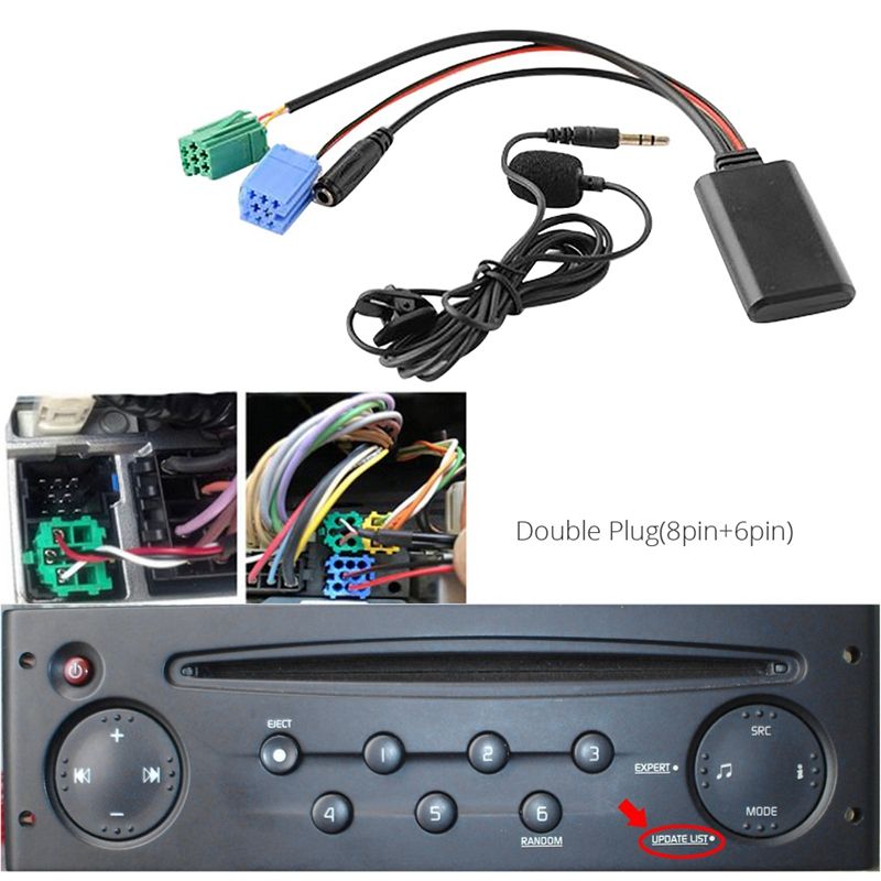 Car Bluetooth 5.0 Aux Cable Microphone Handsfree Mobile Phone Free Calling Adapter For Renault 2005-2011