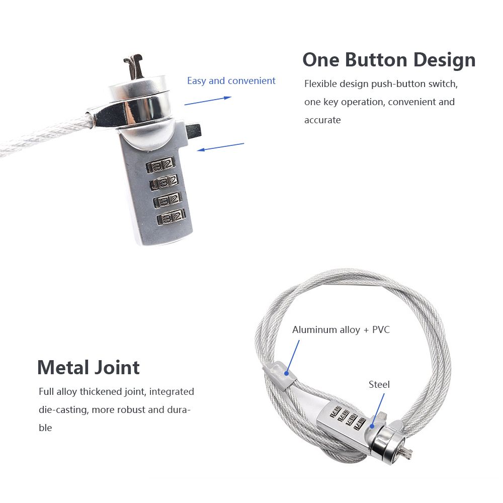 Laptop Coded Lock Intelligent Anti-theft Security Lock 1.2m