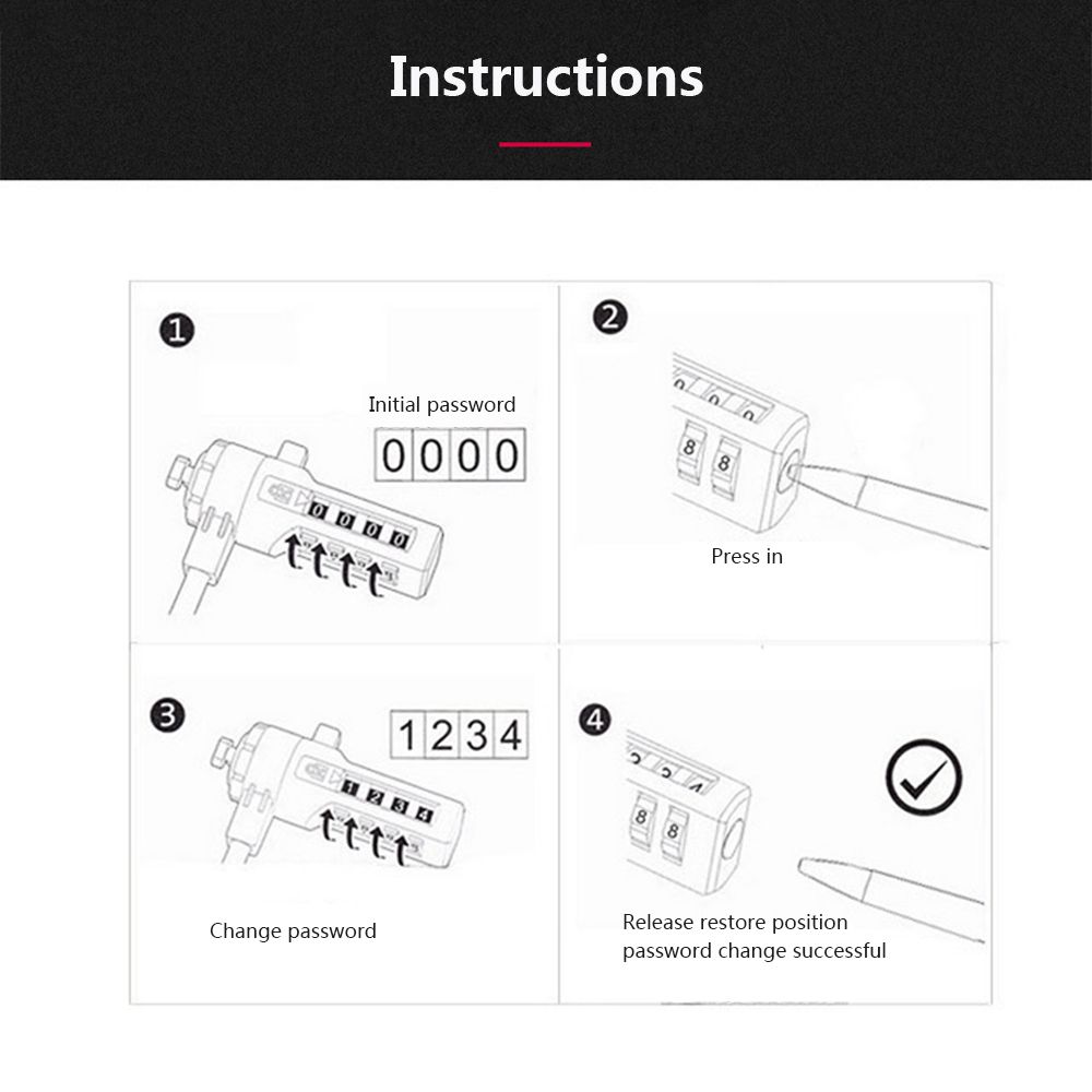 Laptop Coded Lock Intelligent Anti-theft Security Lock 1.2m