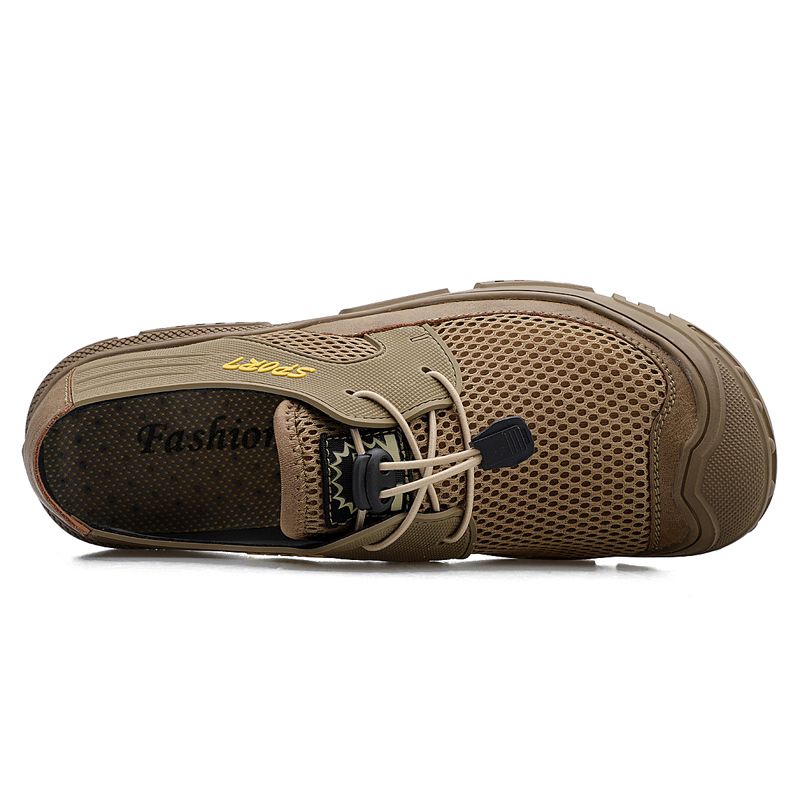 High Quality Elastic Band Men's Shoes Big Size 39-46 Outdoor Non-slip Leather+Mesh Hiking Climbing Shoes Retro Professional Trekking Sneakers Coffee