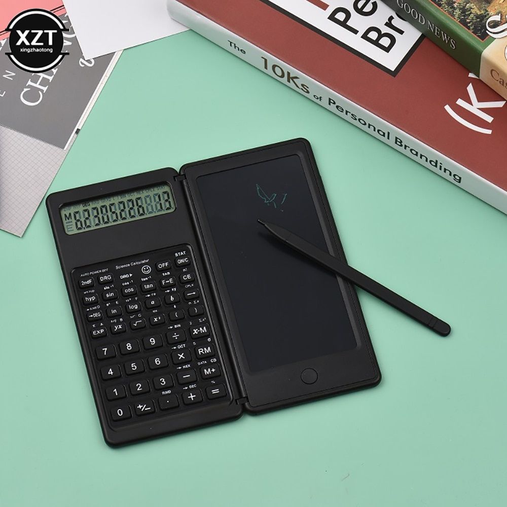 S9AB Portable Calculator LCD Screen Writing Tablet Folding Scientific Calculator Tablet Digital Drawing Pad With Stylus Pen S9AB Black