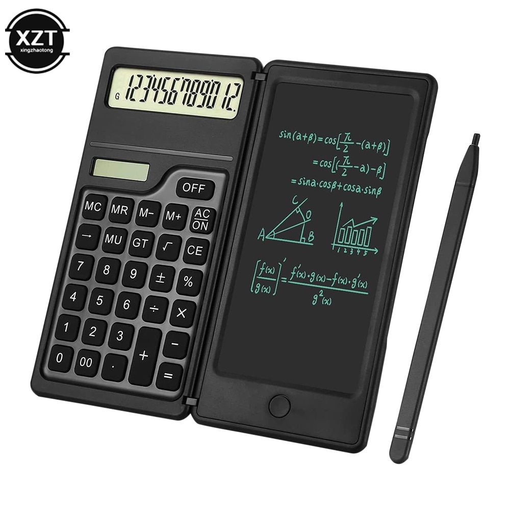 S9AB Portable Calculator LCD Screen Writing Tablet Folding Scientific Calculator Tablet Digital Drawing Pad With Stylus Pen S9AB Black
