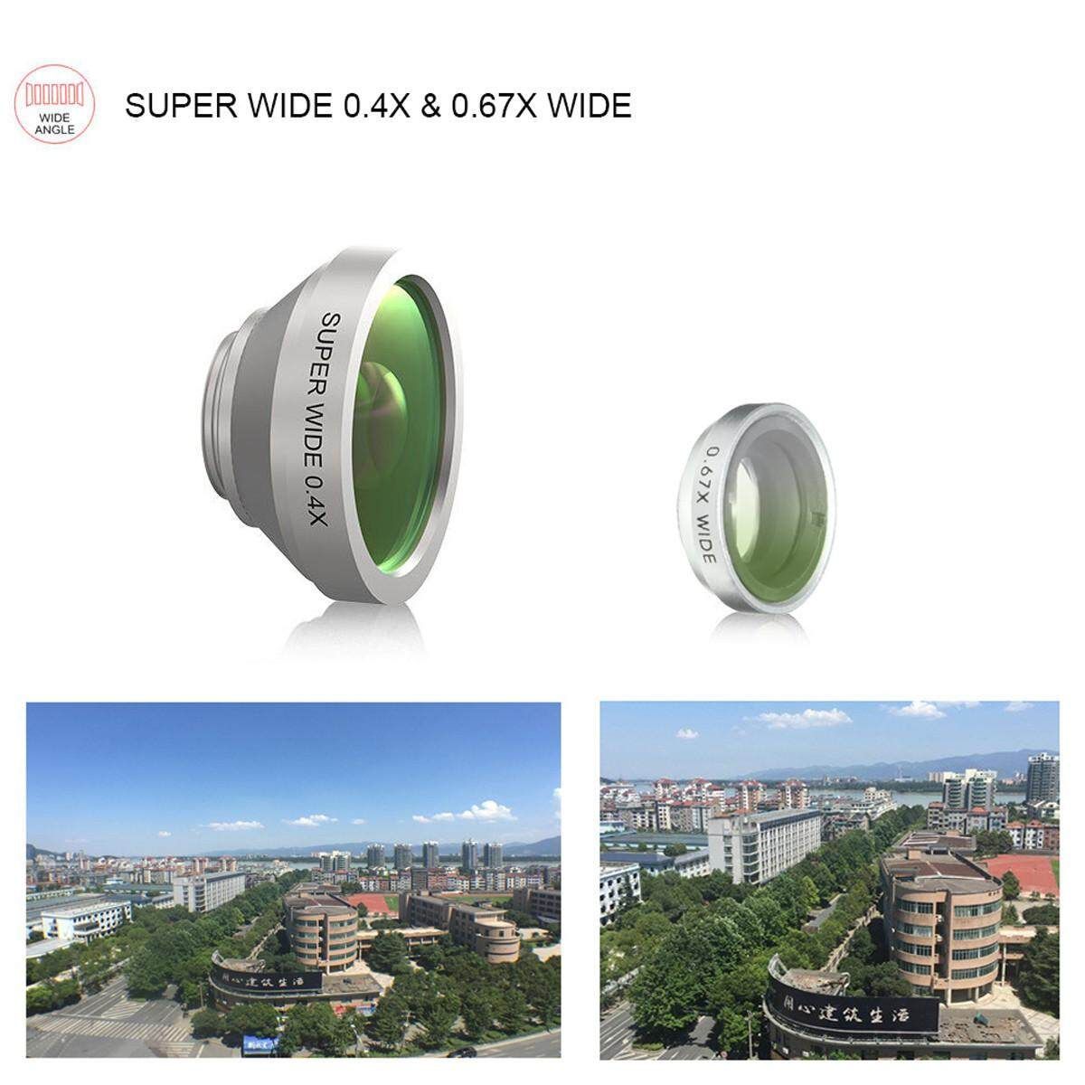 Universal 8in1 Clip-On Wide Angle+Super Fisheye+Macro Phone Camera Lens Kit
