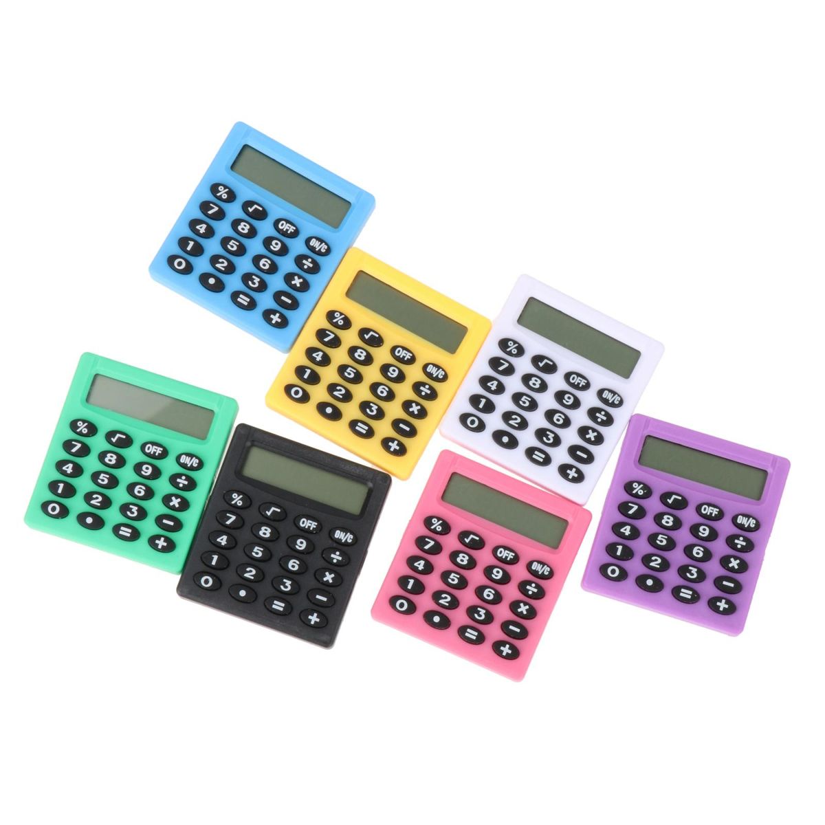 Electronic Calculator Mathematics Learning Aid Muti-Color With On Battery Portable Pocket Calculator For Office Home Kids A- BLACK