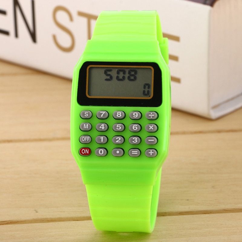 Fashion Child Kids Silicone Date Multi-Purpose Electronic Calculator Wrist Watch Blue