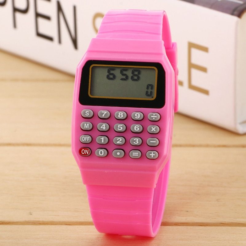 Fashion Child Kids Silicone Date Multi-Purpose Electronic Calculator Wrist Watch Blue