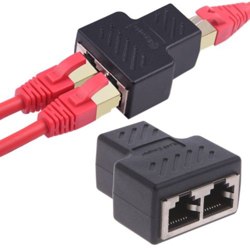 1 To 2 LAN Ethernet Network Extender Adapter Plug Splitter-