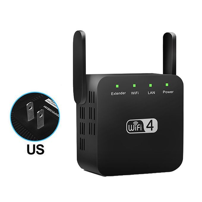 2.4GHz 300Mbps Wireless Repeater WiFi Range Extender-Black