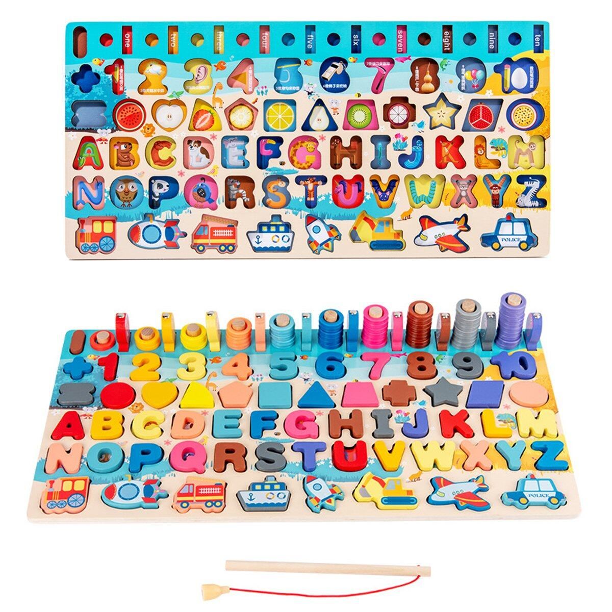 7-in-1 Wooden Jigsaw Puzzle Montessori Educational Toys Kids Board Math