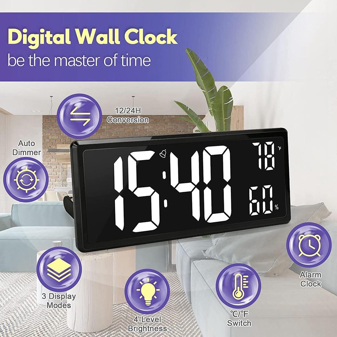 14.3 Inch Large Digital Wall Clock,with Date and