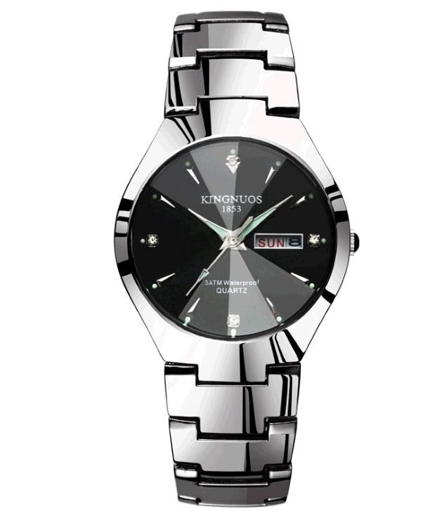 Couple Luminous Dual Calendar Quartz Stainless Steel Watch