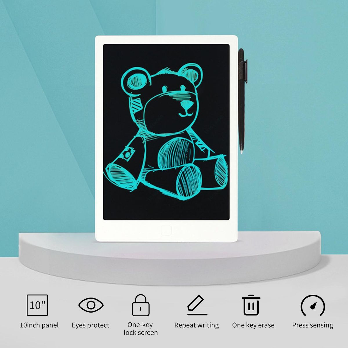 10 Inch LCD Writing Tablet Colorful Board Screen with Magnetic Stylus Drawing Writing Taking Notes Leaving Messages for Toddlers Boys Girls & Adults Blue