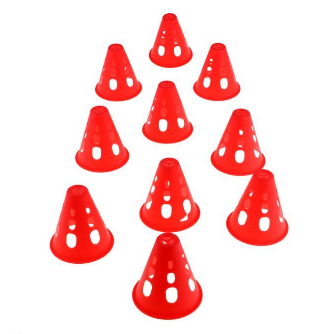 10pcs Plastic Windproof Roadblock Sport Training Traffic Road Cone Red