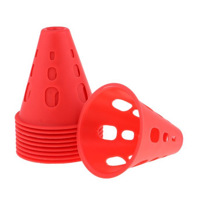 10pcs Plastic Windproof Roadblock Sport Training Traffic Road Cone Red