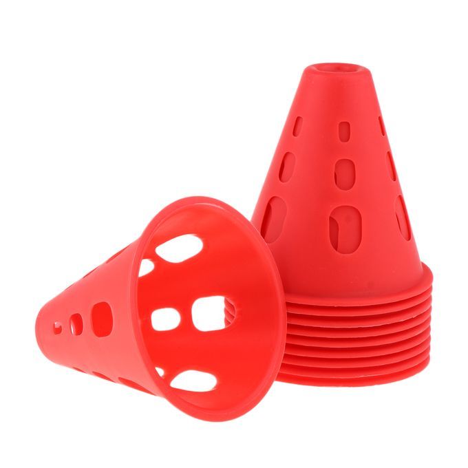 10pcs Plastic Windproof Roadblock Sport Training Traffic Road Cone Red