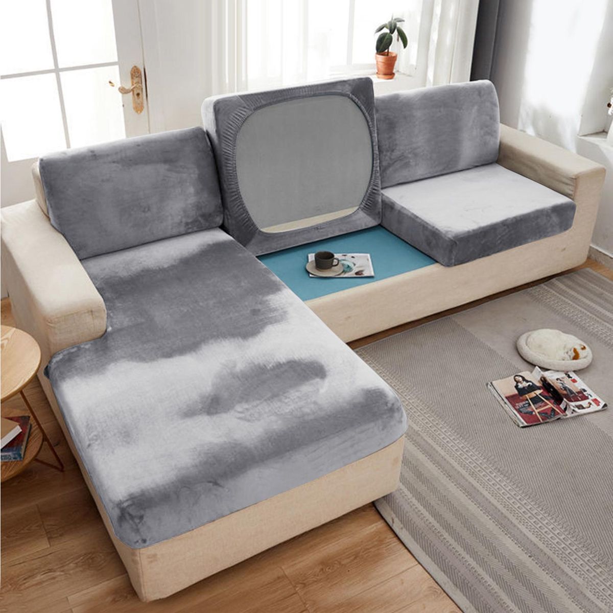 Silver Fox Velvet Couch Cover Cushion Cover All-inclusive Couch Cover Stretch Single Double Combination Couch Hat