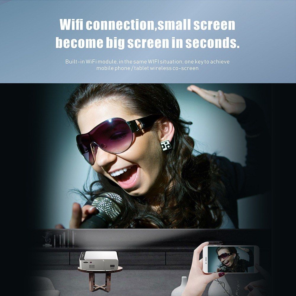 LCD T6 Smart Wifi Projector Support 1080p HD LED Portable