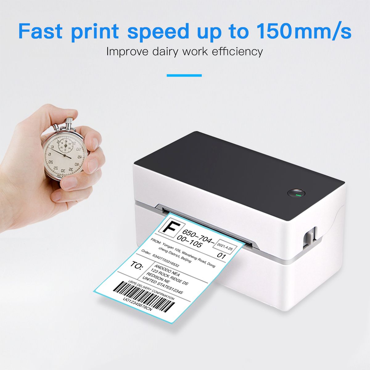 Desktop Label Printer High Speed USB Direct Thermal Printer