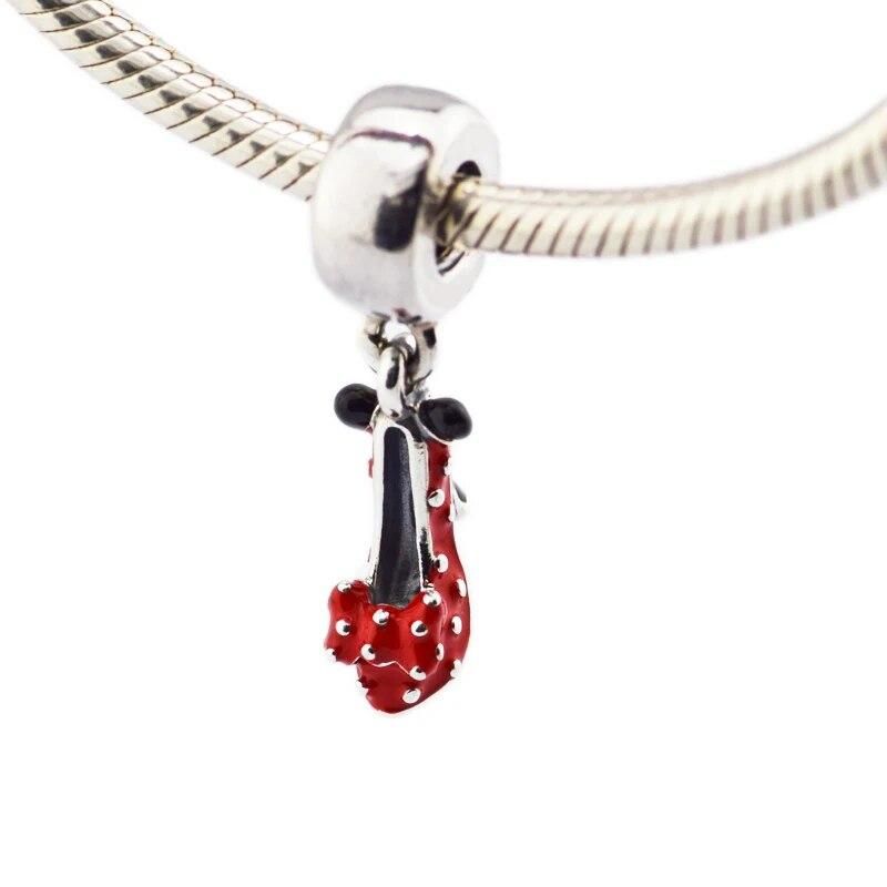 Fashion Jewelry Making Mouse Red Bow Heels Charm Sterling Silver Beads For Woman Fits Original 925 Silver Bracelets