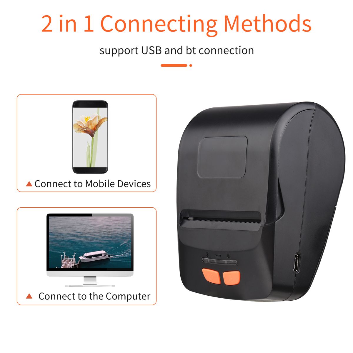 Receipt Printer Portable 58mm Mobile Thermal Printer