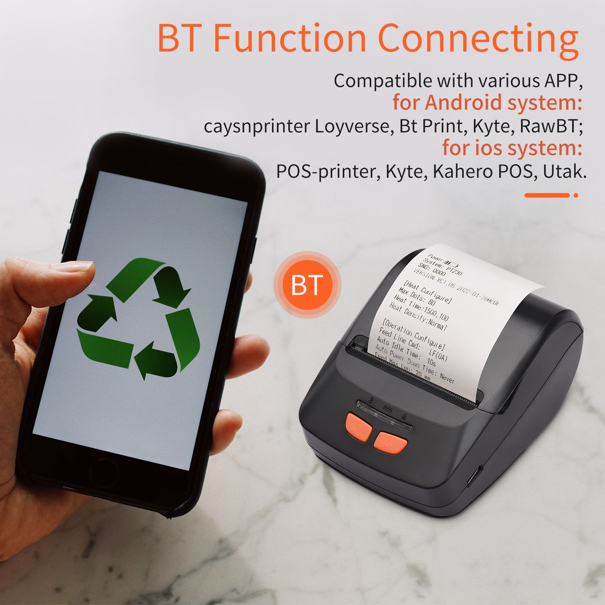 Receipt Printer Portable 58mm Mobile Thermal Printer