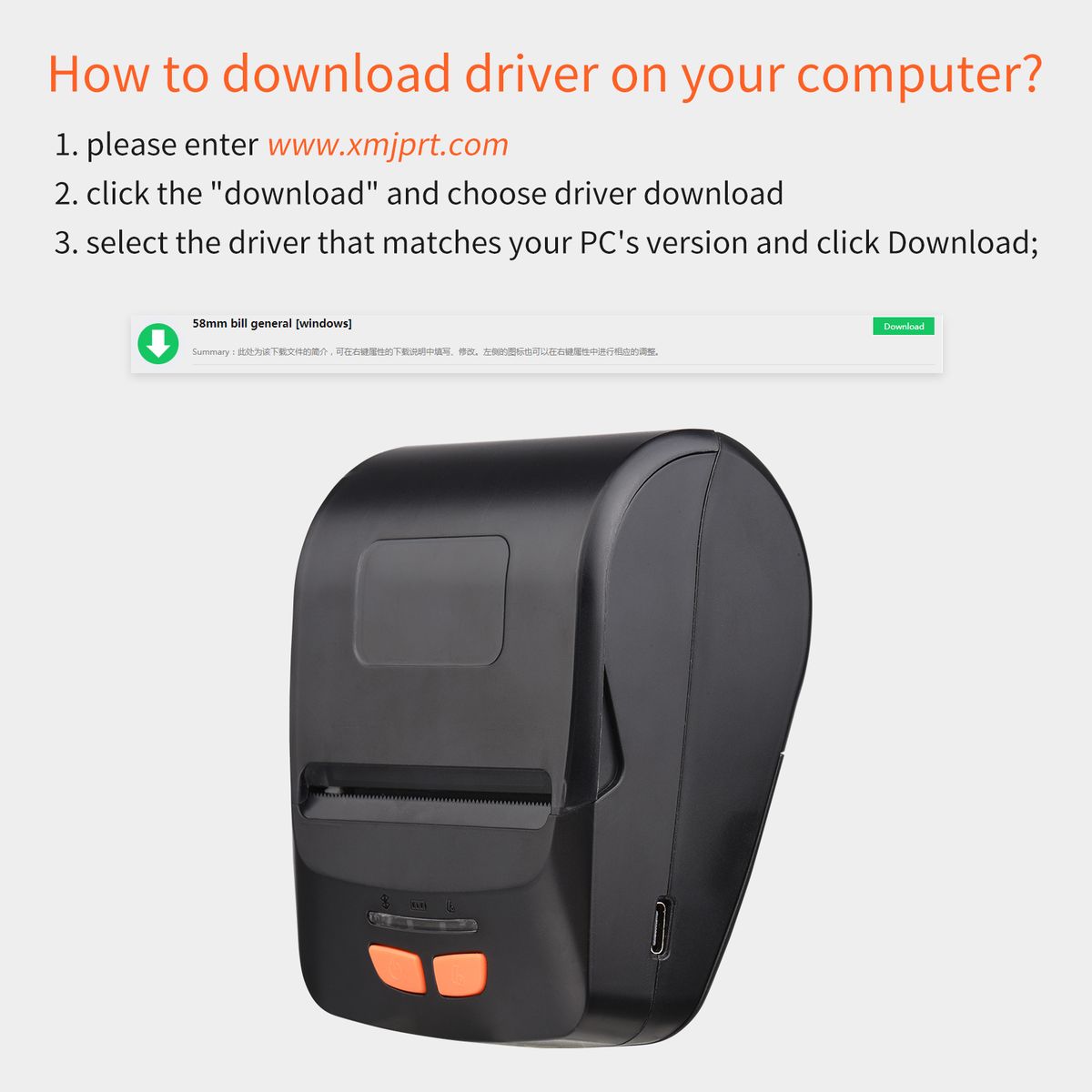 Receipt Printer Portable 58mm Mobile Thermal Printer