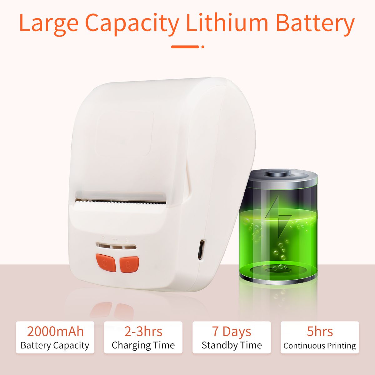 Receipt Printer Portable 58mm Mobile Thermal Printer