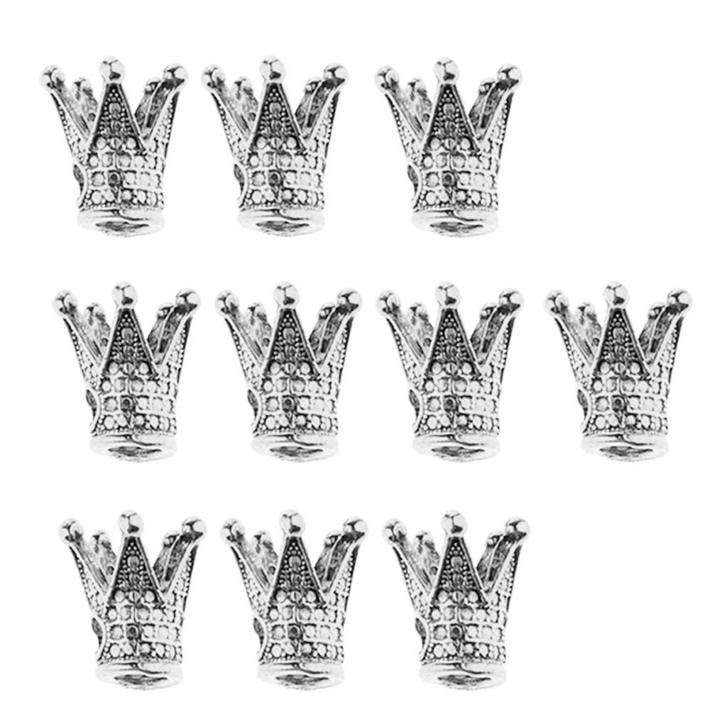 10 Pieces Crown Shape Spacer Beads Jewelry Charms Connector Silver
