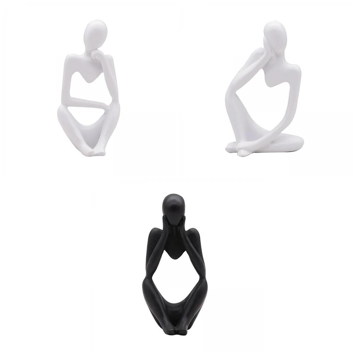 3 Pieces Package Resin Thinker Abstract Style Sculpture Statue