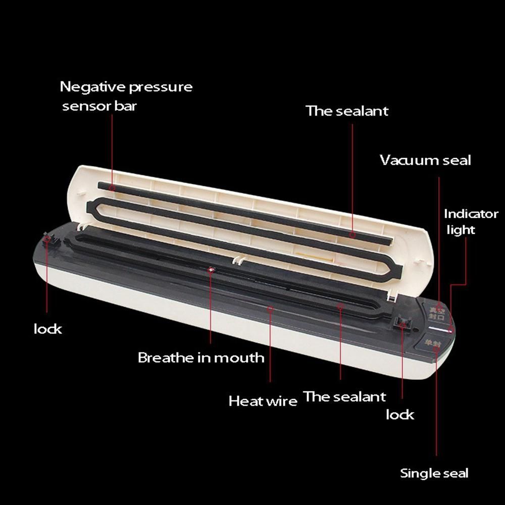 US Plug Vacuum Sealer Automatic Food Sealer Machine for Dry and Moist Food Storage Preservation with 10 Pcs Seal Bags A