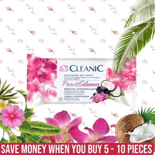 Antibacterial Wipes X5 - Pure &Glamour (Kills 99.9% Of Viruses And Bacteria) 15ct