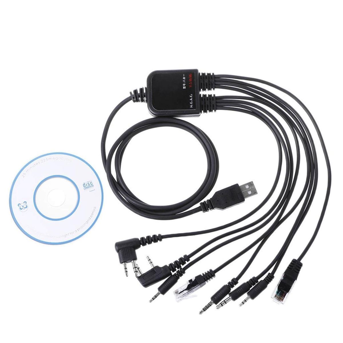 8-In-1 USB Programming Cable CD Kit For Kenwood Baofeng Motorola Walkie Talkie Radio BDZ