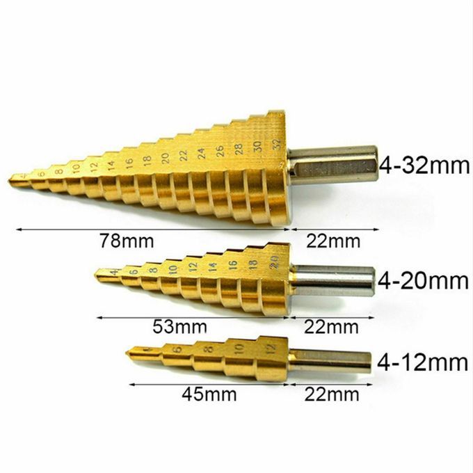 HSS Step Cone Drill Bit Triangle  Shank Cone Hole  Taper