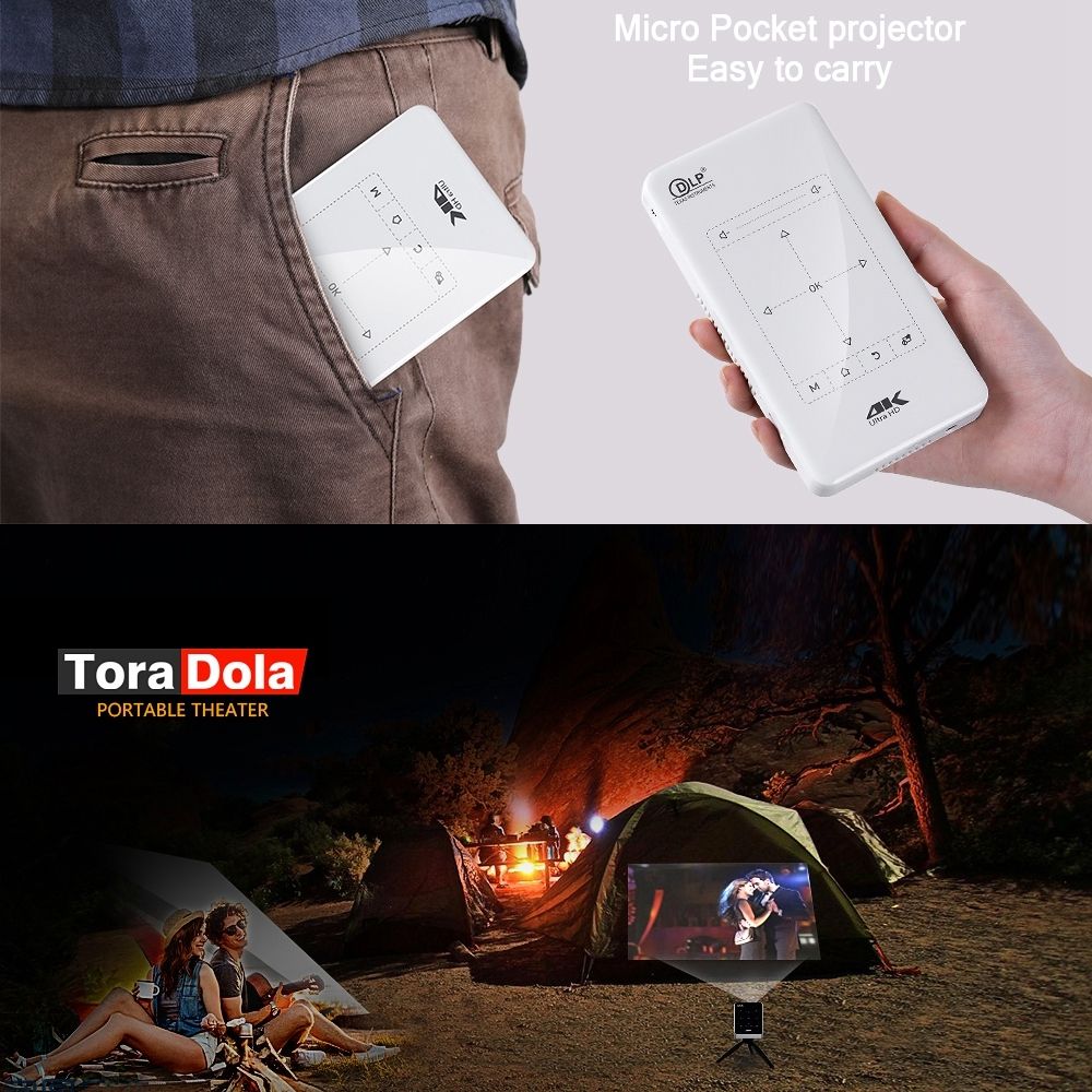 P09 Portable 4K Ultra HD DLP Mini Smart Projector With Infrared Remote Control(Black)