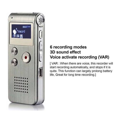 Multifunctional Rechargeable 8GB Voice Recorder-Silver