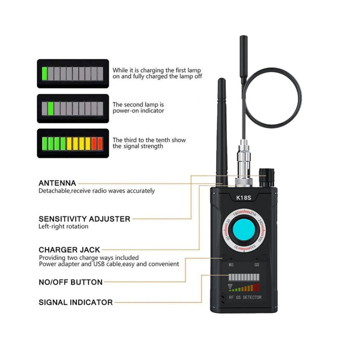 K18S Multifunction Reverse Camera Detector GSM Audio Error F